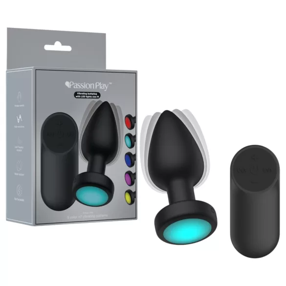 Passion Play - LED gaismas vibrējošais anālais plugs - M izmērs