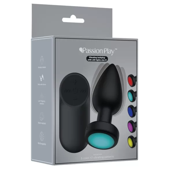 Passion Play - LED gaismas vibrējošais anālais plugs - M izmērs