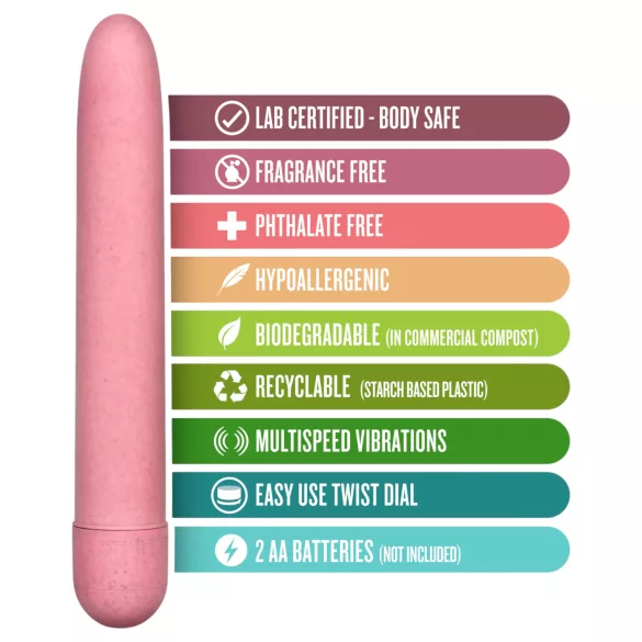 Gaia Eco L - vibrators sievietēm, videi draudzīgs, rozā, liels
