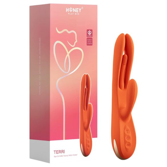 Honey Play Box Terri - vibrators ar mēli un klitora stimulatoru oranžs