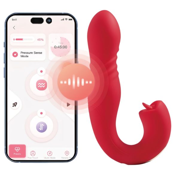 Honey Play Box Joi Thrust 2 - vibrators ar lökšanas un laizīšanas funkciju sarkans