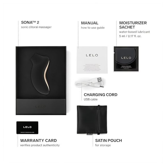 LELO Sona 2 - klitorālais stimulators ar skaņas viļņiem melns