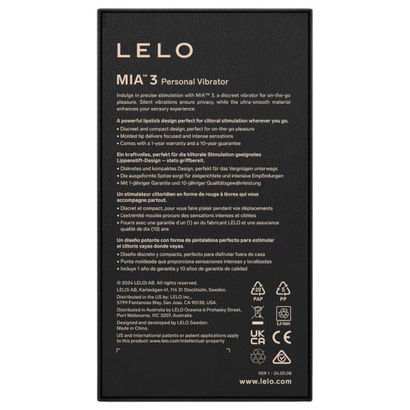 LELO Mia 3 - vibrators ceļošanai lūpu krāsas forma violets