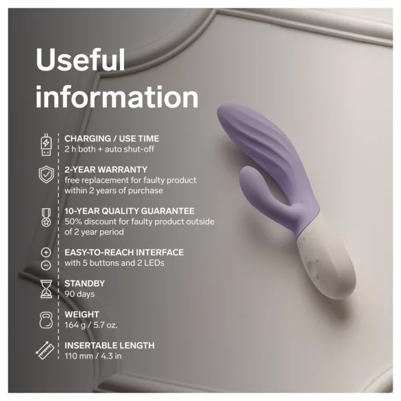 LELO INA Twist - lietotnei pieslēdzams, ar klitora atzaru aprīkots G-punkta vibrators (violets)