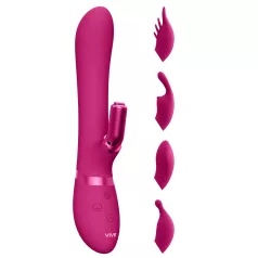   Vive Chou - uzlādējams klitorālais vibrators ar maināmu uzgali rozā
