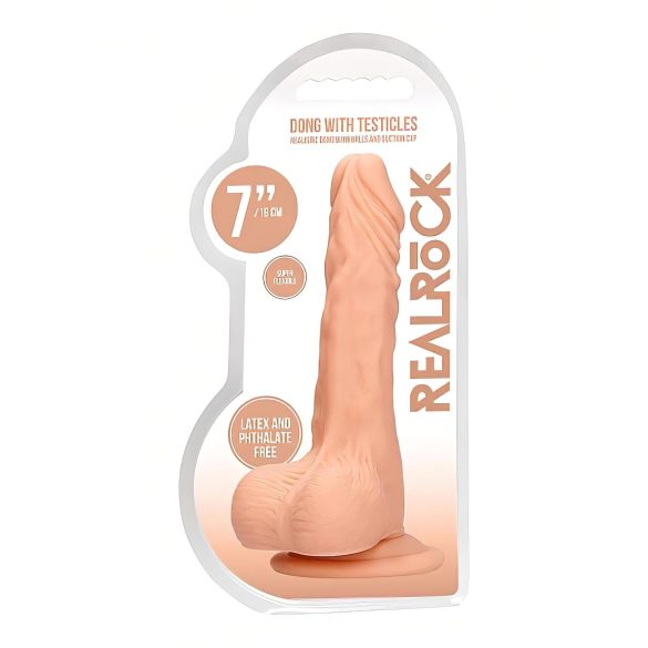 RealRock dildo ar sēkliniekiem 17cm reālistisks ādas krāsa