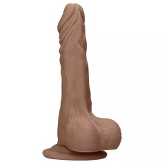 RealRock dildo ar sēkliniekiem 17cm tumši dabīga krāsa