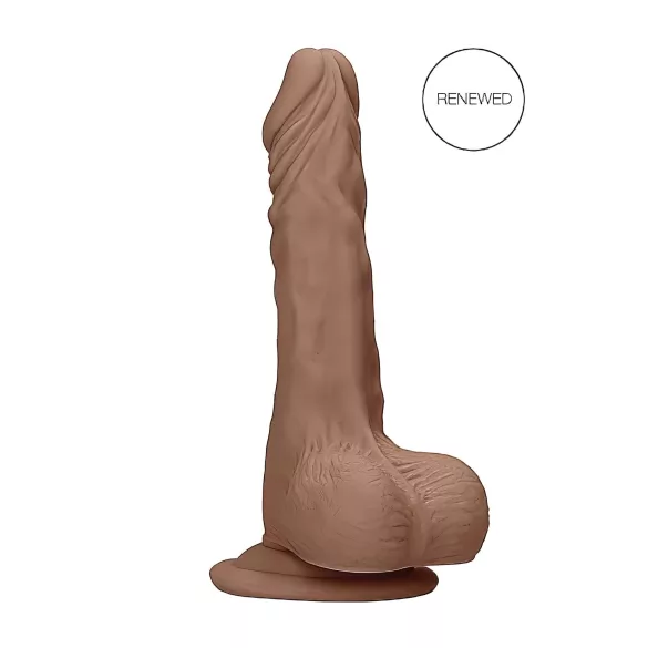 RealRock dildo ar sēkliniekiem 17cm tumši dabīga krāsa