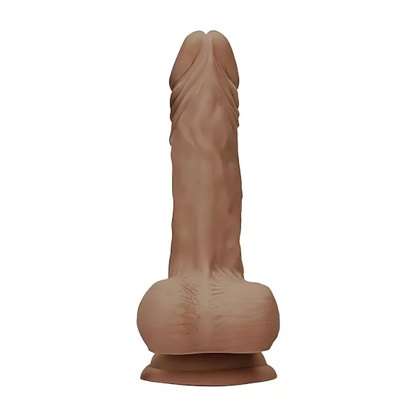 RealRock dildo ar sēkliniekiem 17cm tumši dabīga krāsa