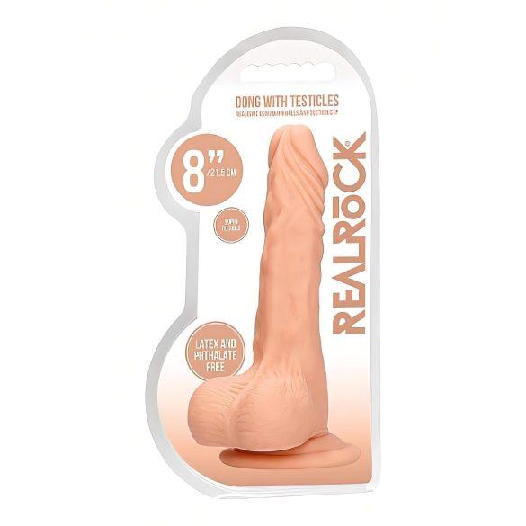 RealRock dildo ar sēkliniekiem 20 cm ādas krāsā