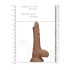 RealRock Dong 8 - dabīgs dildo ar sēkliniekiem (20 cm) - tumši naturāls