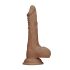 RealRock Dong 10 - dzīvības izmēra dildo ar sēkliniekiem (25 cm) - tumši dabīgs