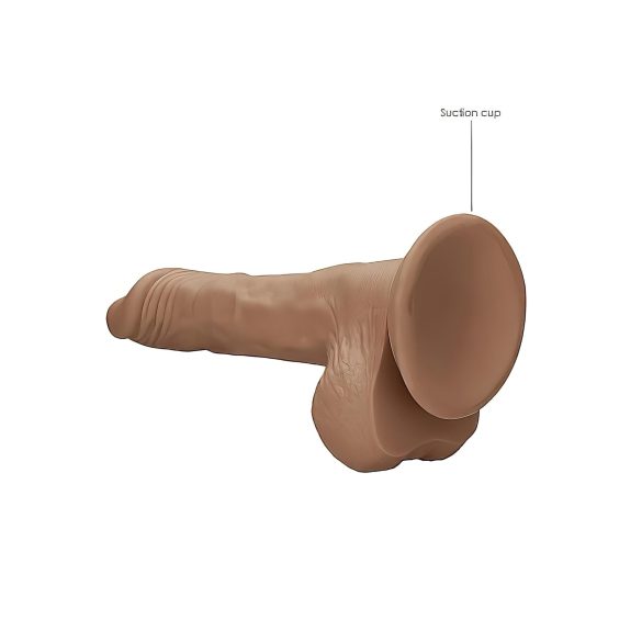 RealRock Dong 10 - īsts, ar sēkliniekiem dildo (25cm) - tumši dabīgs