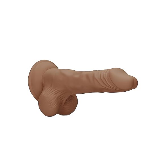 RealRock Dong 10 - īsts, ar sēkliniekiem dildo (25cm) - tumši dabīgs