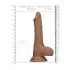 RealRock Dong 10 - dzīvības izmēra dildo ar sēkliniekiem (25 cm) - tumši dabīgs