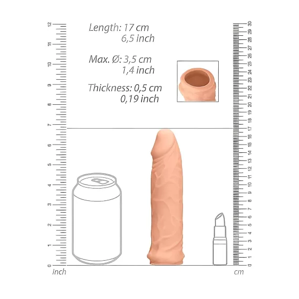 RealRock dzimumlocekļa uzmava 17 cm naturāls
