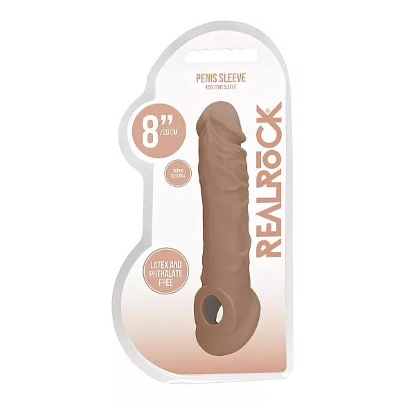 RealRock dzimumlocekļa uzmava 21cm tumši miesas krāsā