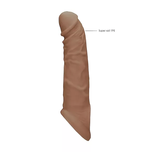 RealRock dzimumlocekļa uzmava 21cm tumši miesas krāsā