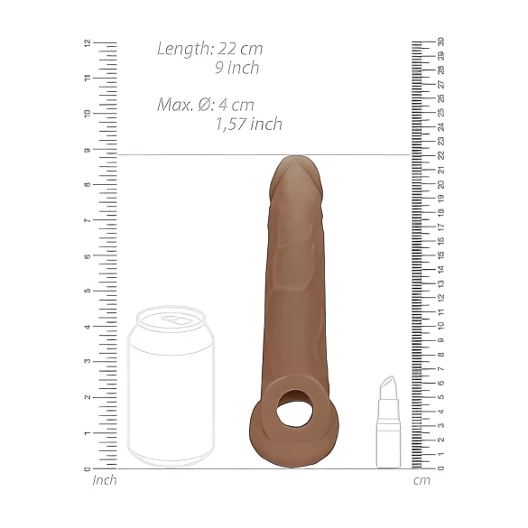 RealRock dzimumlocekļa uzmava 21,5 cm tumši miesaskrāsas