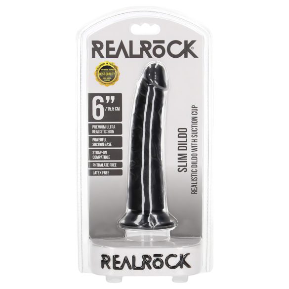 RealRock slaids reālistisks dildo 15,5 cm melns