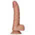 RealRock - piesūcekņa dildo ar hērēm - 15,5cm (tumši dabīgs)