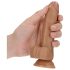 RealRock - piesūcekņa dildo ar hērēm - 15,5cm (tumši dabīgs)