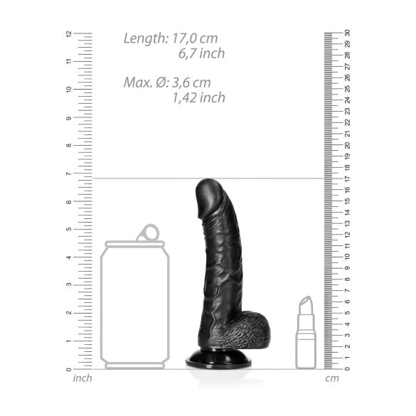 RealRock - reālistisks dildo ar piesūcekni 15,5 cm melns