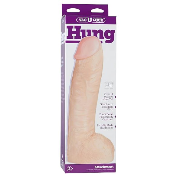 Doc Johnson Vac-U-Lock Hung 12 - reālistisks dildo ar sēkliniekiem, miesas krāsas