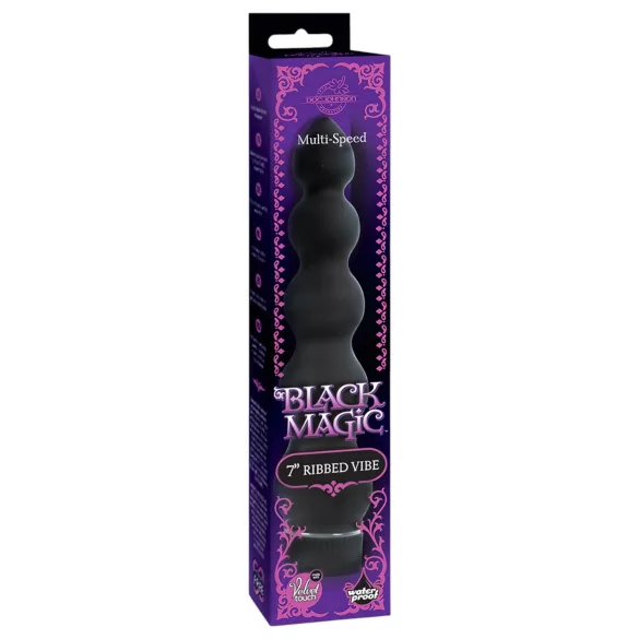Doc Johnson - Black Magic 7 - stingrs anālais vibrators ar 5 lodītēm (melns)