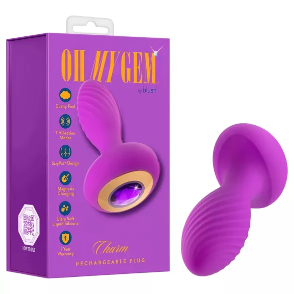 Oh My Gem - vibrācijas anālais plug ar akmeni violets