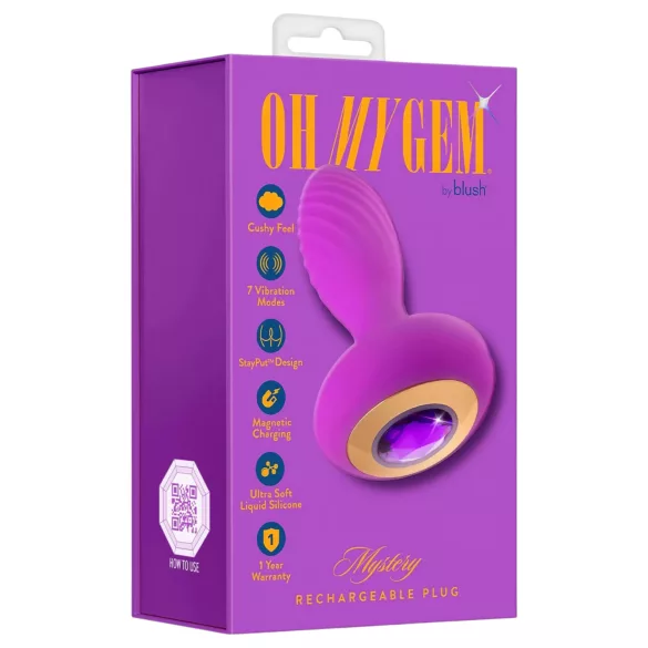 Oh My Gem - vibrācijas anālais plug ar akmeni violets