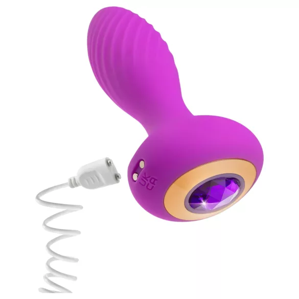 Oh My Gem - vibrācijas anālais plug ar akmeni violets