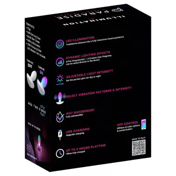 Paradise Illumination - izgaismojošs vibrējošs anālais plugs (balts)
