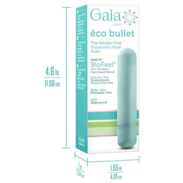 Gaia Eco M - videi draudzīgs stienīša vibrators (tirkīzzils) - vidējs