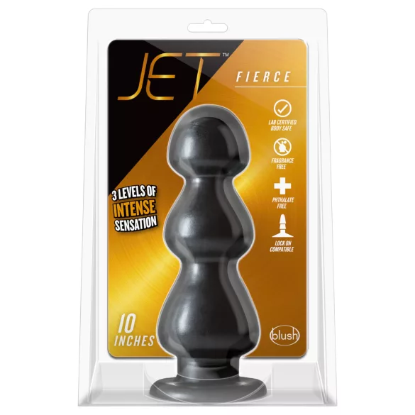 Blush Jet - stikla dildis ar piesūcekni un bumbiņām melns