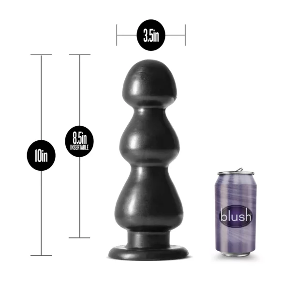 Blush Jet - stikla dildis ar piesūcekni un bumbiņām melns