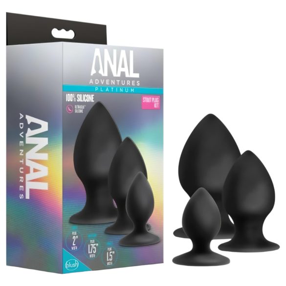 Anal Adventures Platinum anālo aizbāžņu komplekts 3 gab. melns