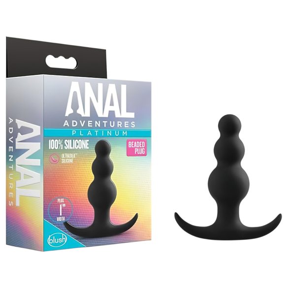 Anal Adventures Platinum - anālais plug ar bumbiņām melns