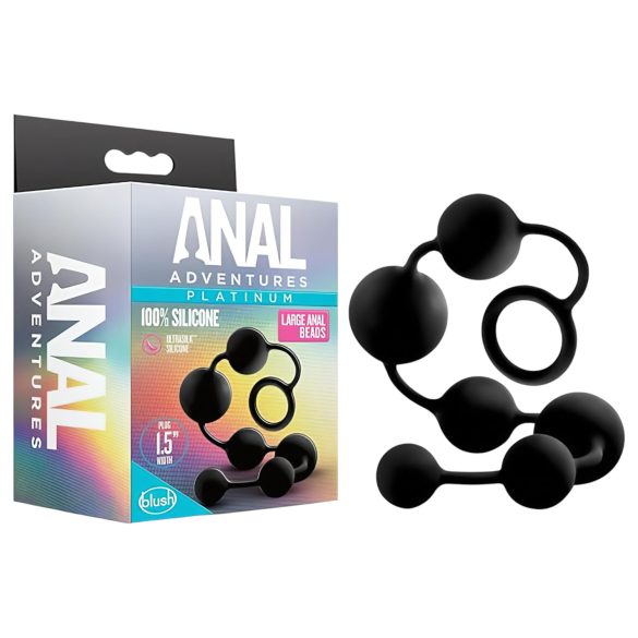 Anal Adventures anālais dildo ar bumbiņām, melns, L