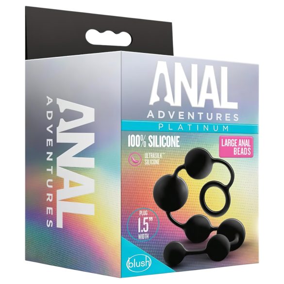 Anal Adventures anālais dildo ar bumbiņām, melns, L