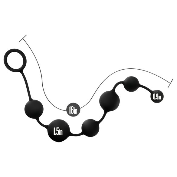 Anal Adventures anālais dildo ar bumbiņām, melns, L