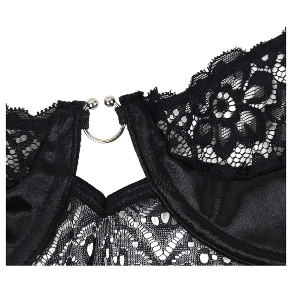 Subblime - rakstains bodijs ar satīna jostu (melns)