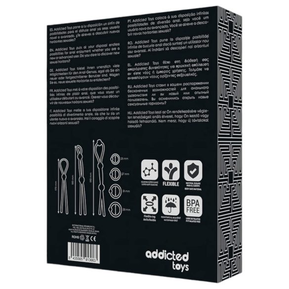 Addicted Toys - silikona dzimumlocekļa gredzenu komplekts 7 gab. melns