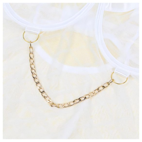 Subblime 954291 - ķēdveida, caurspīdīgs bodijs komplekts - balts (L-XL)