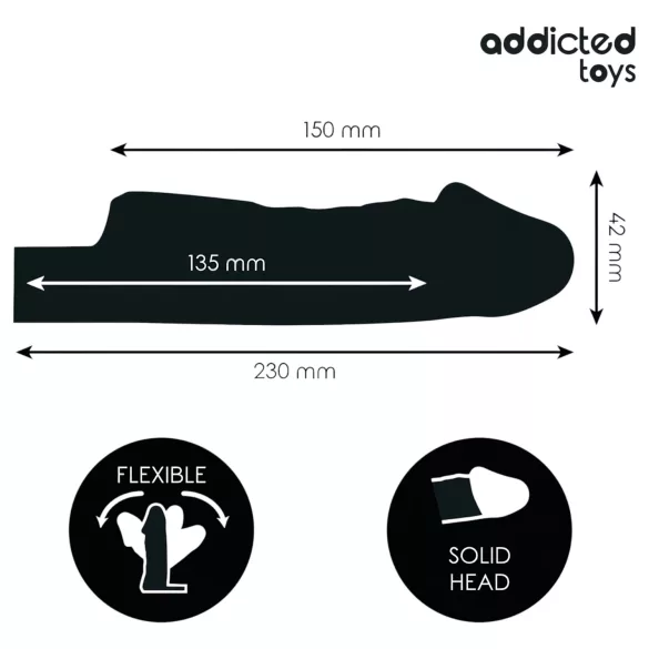 Addicted Toys - dzimumlocekļa uzmava ar sēklinieku gredzenu 23cm caurspīdīga