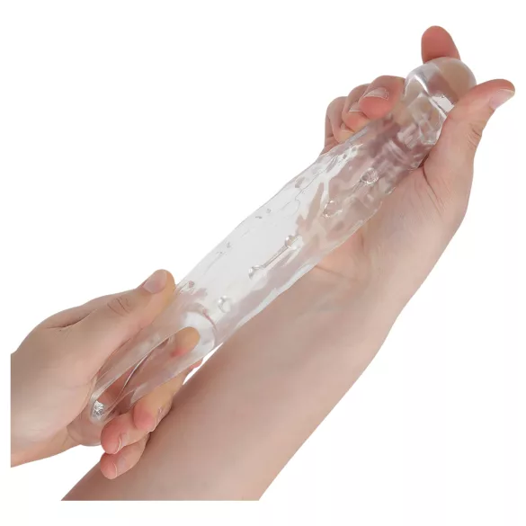 Addicted Toys - dzimumlocekļa uzmava ar sēklinieku gredzenu 23cm caurspīdīga