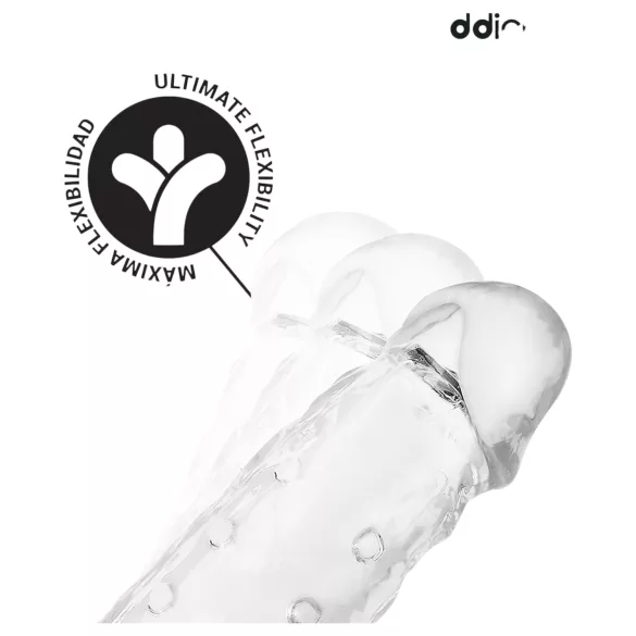 Addicted Toys - dzimumlocekļa uzmava ar sēklinieku gredzenu 23cm caurspīdīga