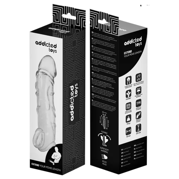 Addicted Toys - dzimumlocekļa uzmava ar dzimumlocekļa gredzenu - 22 cm (caurspīdīga)