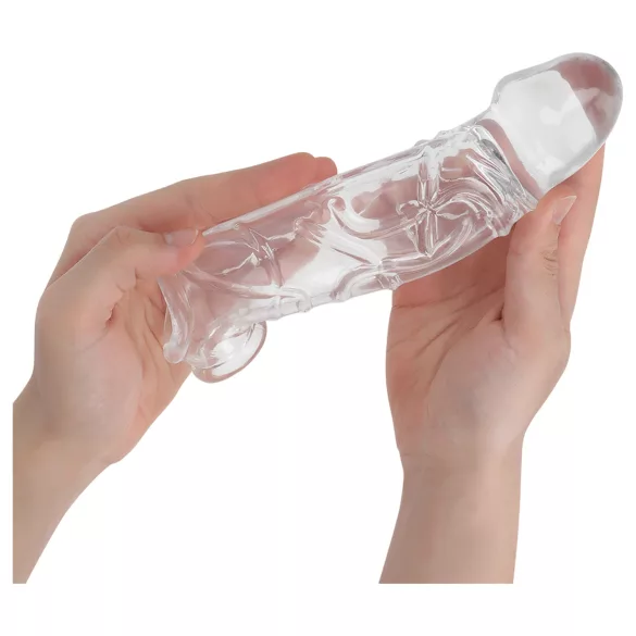 Addicted Toys - dzimumlocekļa uzmava ar dzimumlocekļa gredzenu - 22 cm (caurspīdīga)