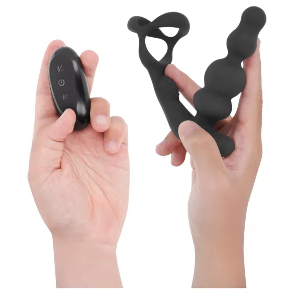 Addicted Toys - anālais vibrators ar rotējošu galviņu un dzimumlocekļa gredzenu
